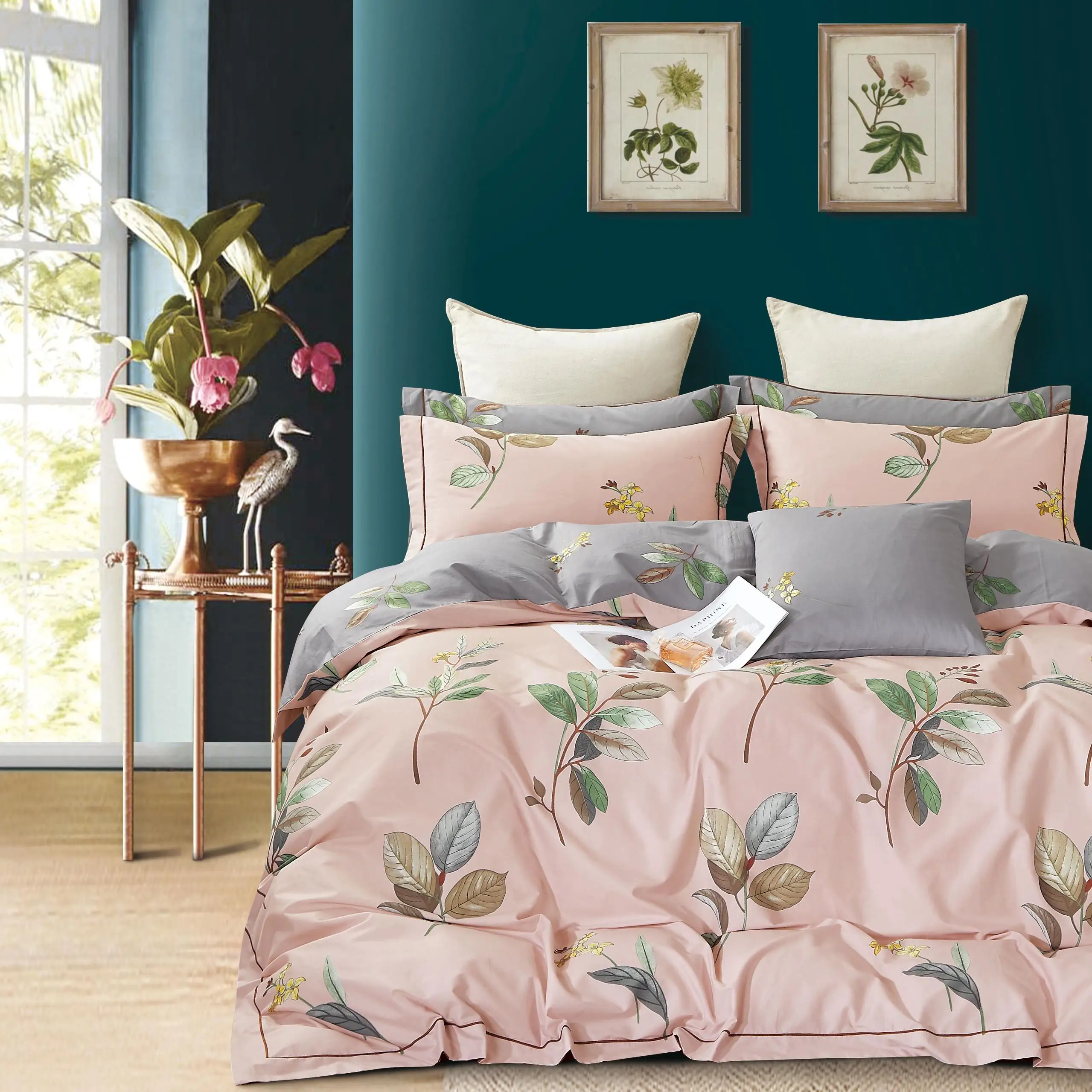 Wholesale print egyptian  cotton fabric in roll for bed sheets