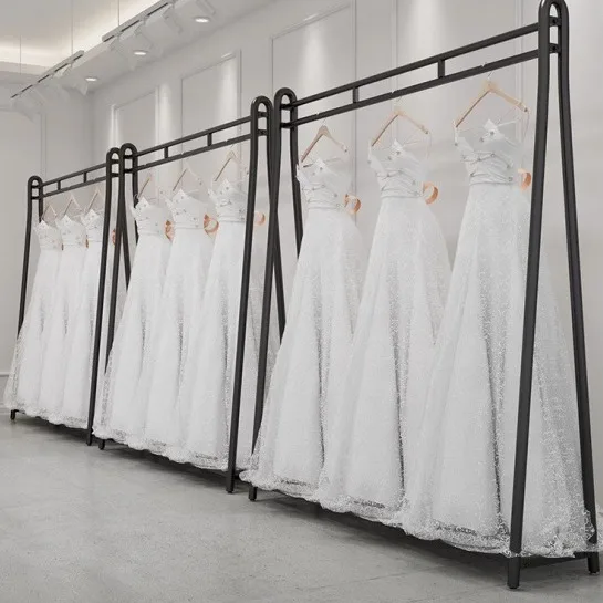 Wedding dress hanger gold floor to ceiling raised display shelf wedding dress shop photo studio cheongsam dress shelf
