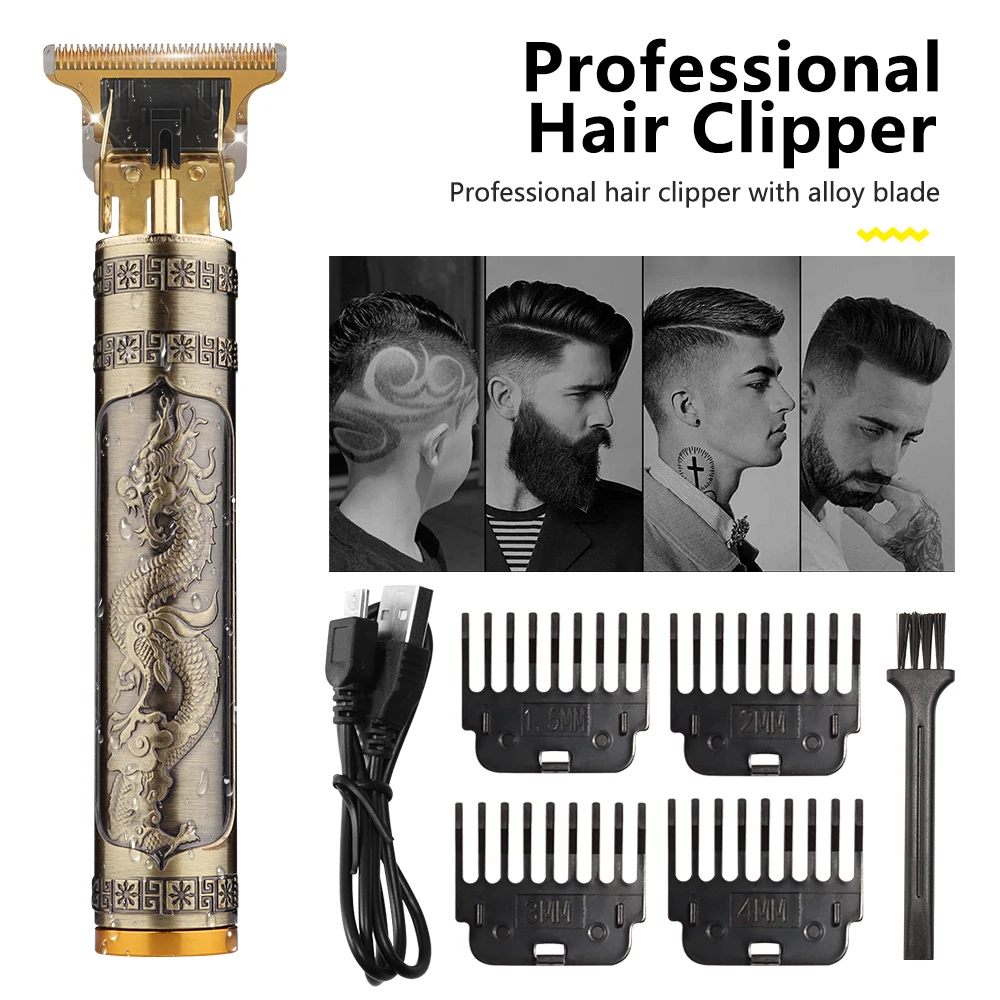 HIENA New Retro T9 Cordless Professional Hair Clipper Men Cordless Hair Trimmer USB Electric Stainless Steel Sharp Wf940 Nos ZHE