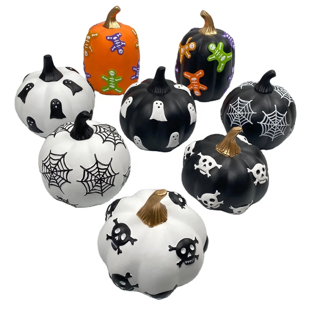 Harvest Festival Hand Painted  Porcelain Pumpkin Ornaments Indoor Outdoor Ceramic  Fall Pumpkin Crafts for Halloween Decor