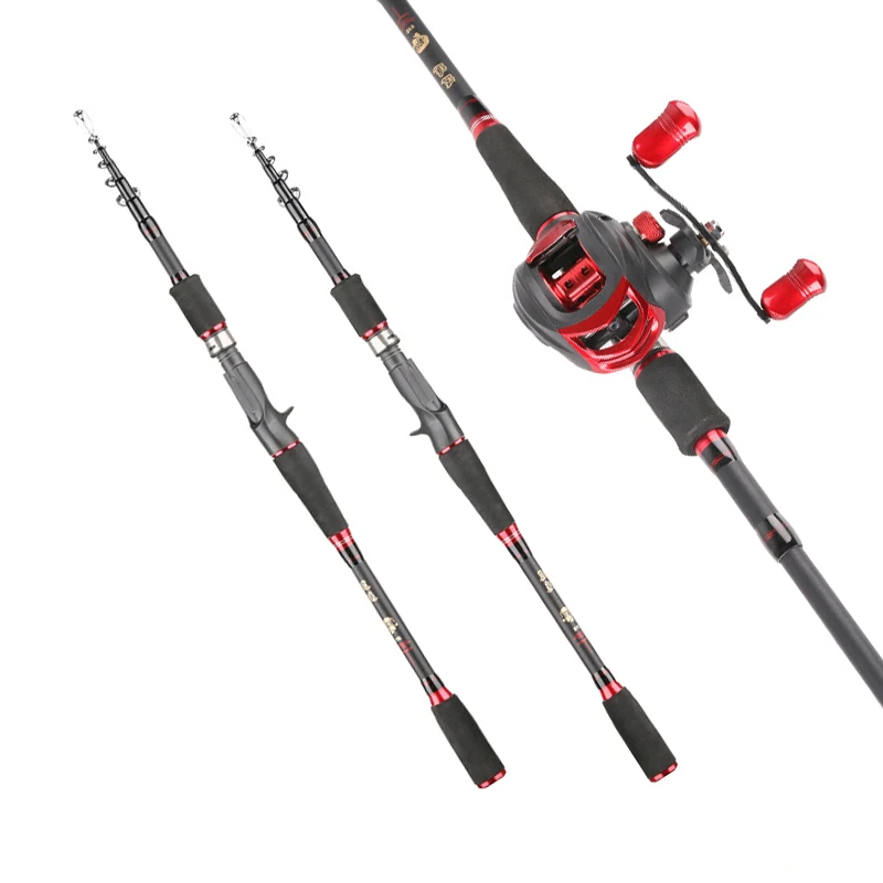 Top quality High carbon fiber blank telescopic lure fishing rod reel combo set sea fishing rod with casting fishing reel kit