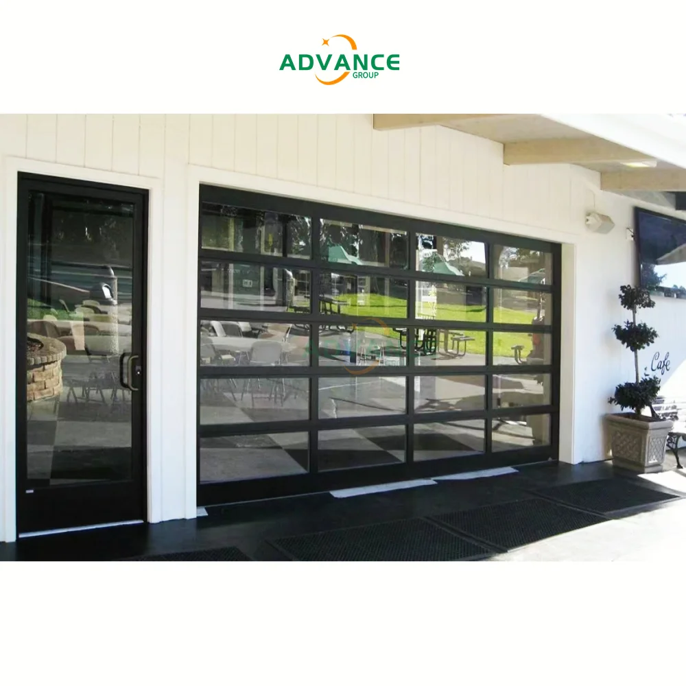Wholesale Remote Control Sectional Overhead Frameless Aluminum Mirror Glass Garage Doors With High Quality
