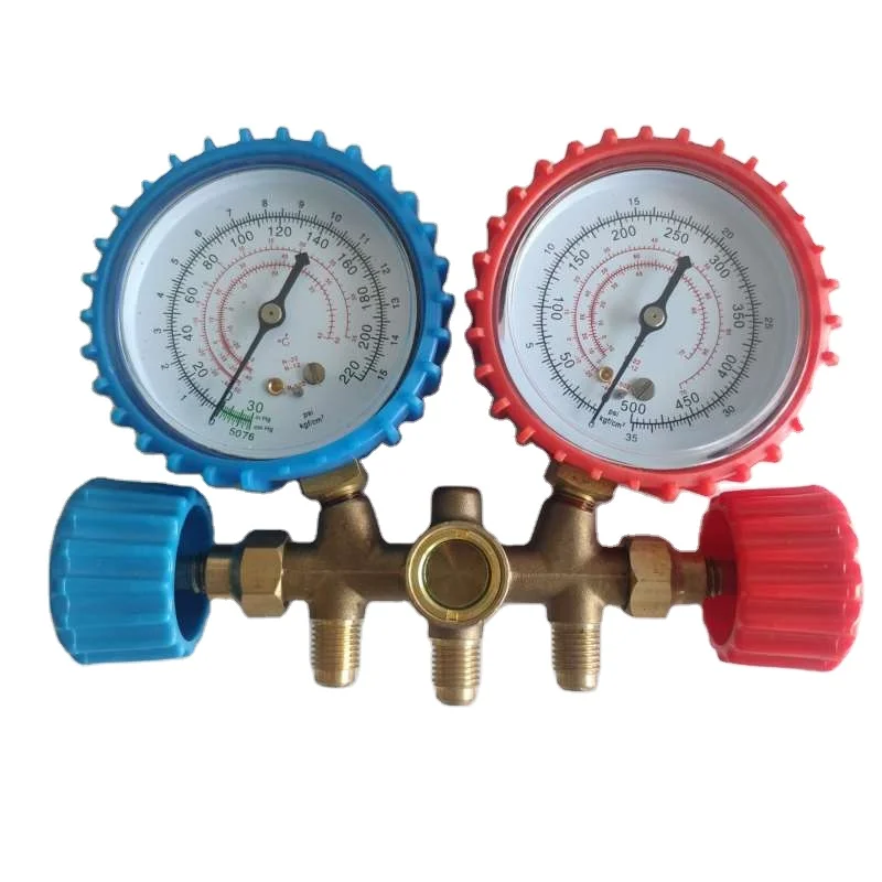 With 2 Years Warranty AC Refrigerant Gas Pressure Gauge Set Manifold Double Pressure Gauge