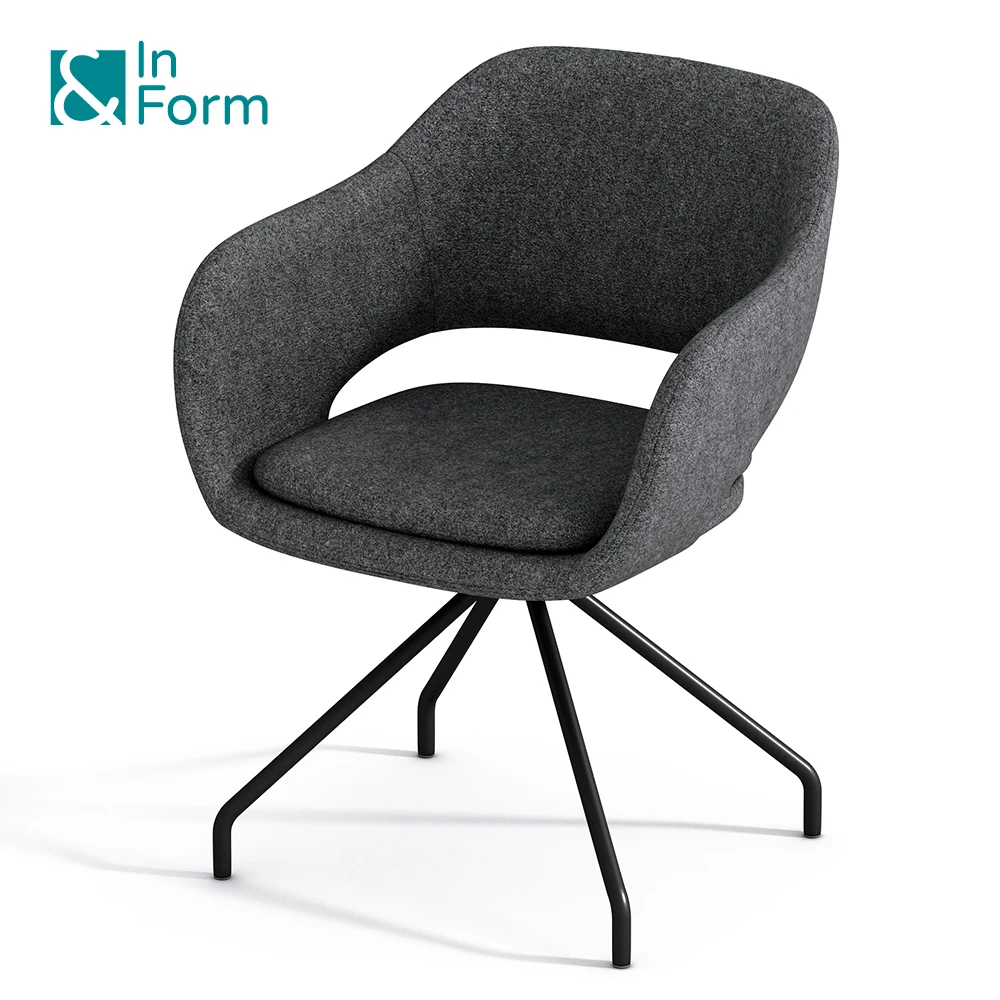 Anti-Wear Fabric Armrest Multi-purpose Fixed Metal Legs Designer Reception Waiting Room Guest Visitor Office Leisure Arm Chair