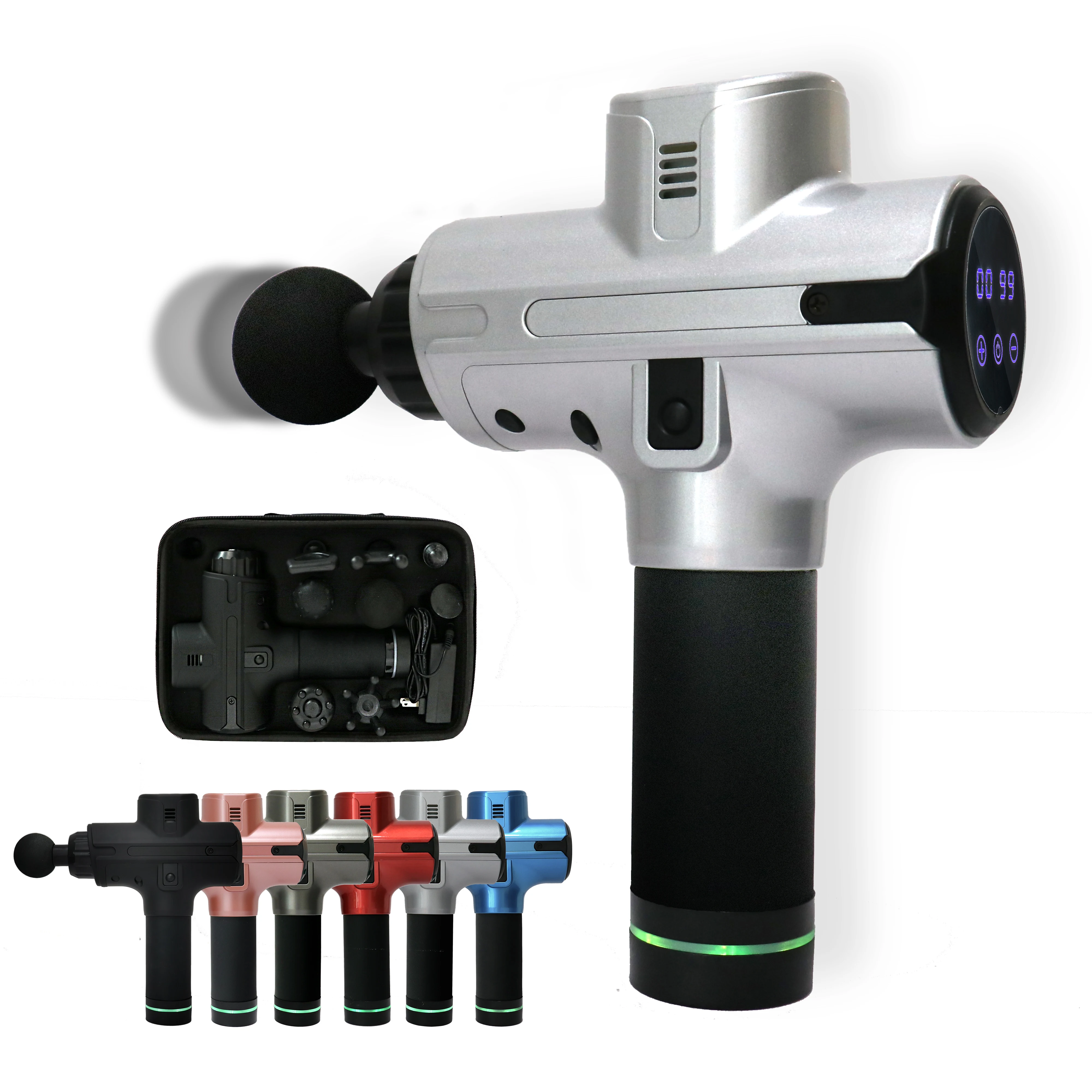 2020 best sellers black massage gun lcd display massage gun fascia gun sport therapy muscle massager with carrying case