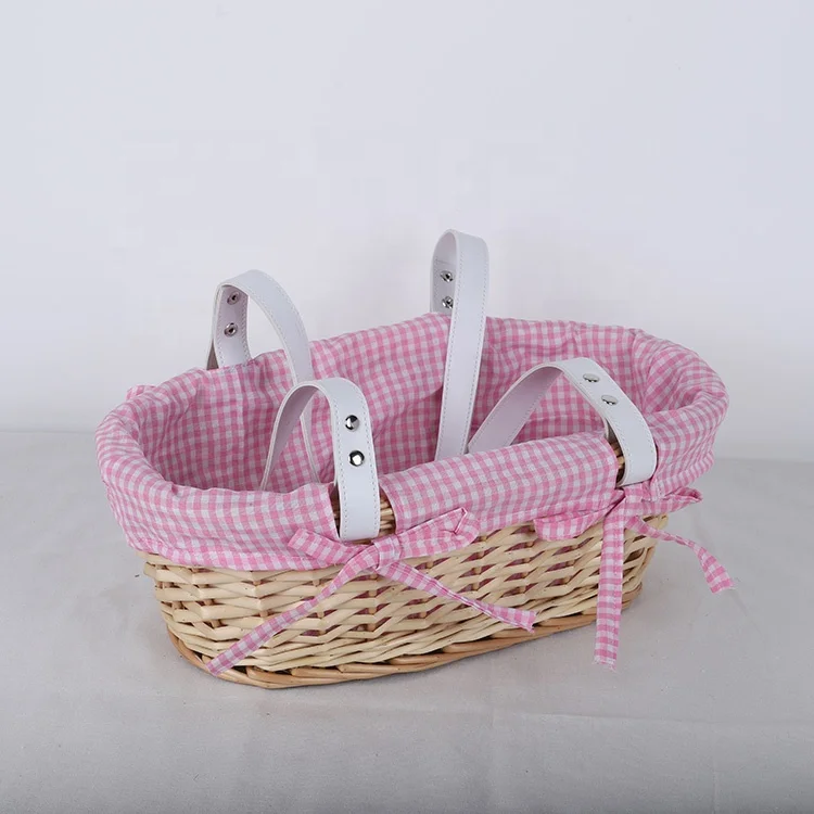 Full wicker artificial flower baskets willow storage baskets with lining fabulous containers for home deco