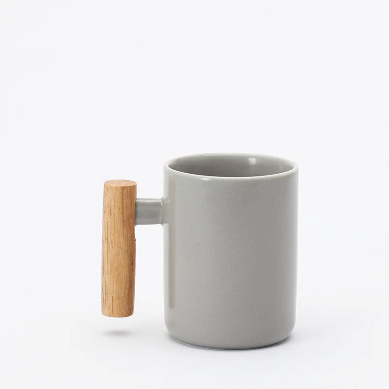 hot sale gift box porcelain mug bamboo lid ceramic cup wooden handle ceramic coffee mug with lid and spoon