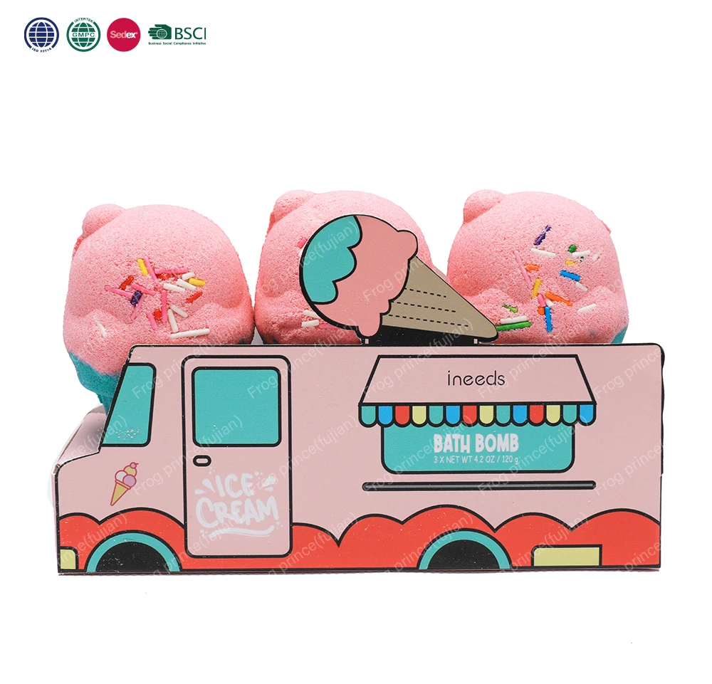 Wholesale Custom Colorful Ice Cream Bubble Bath Bombs For Kids Bath Bombs Set