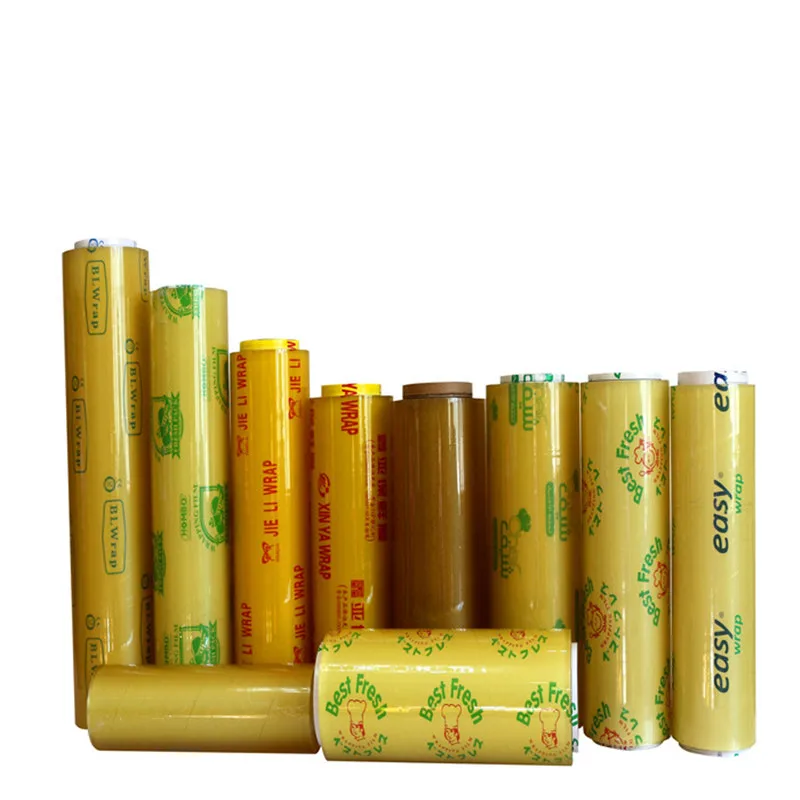 10mic Size 1500m Jumbo Roll Food Grade Pvc Cling Film Wrap Stretch Film Food Fresh Film For Meat Packing