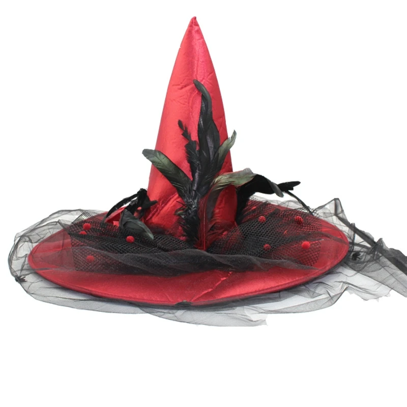 Halloween Women feather Witch Hat