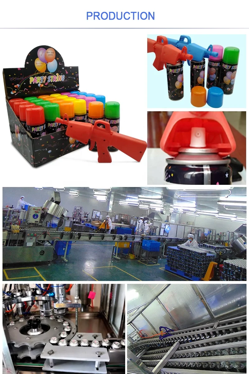 high-quality 150ML non-flammable Party String with Toy-Gun /Crazy Ribbon with Toy-Gun