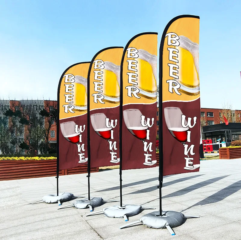 Custom Size Digital Printing Outdoor Roadside Advertising Polyester Teardrop Beach Flag Double Sided Image