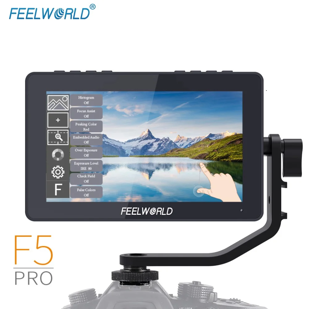 
FEELWORLD F5 Pro 5.5 Inch 4K DSLR Camera Field Monitor, Small Full HD 1920x1080 IPS Touch Screen Monitor 