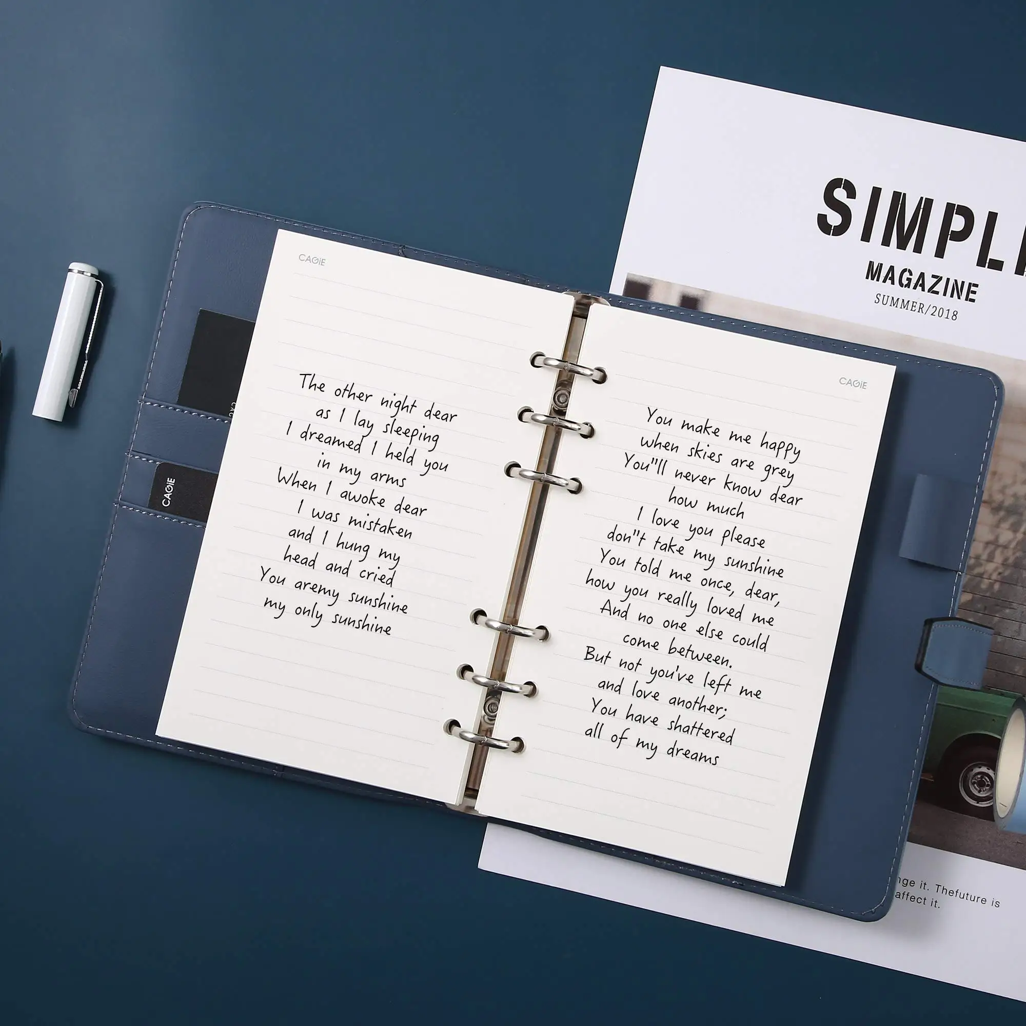 Custom ready stock A5 leather lose leaf blinding notebook saving changes diary