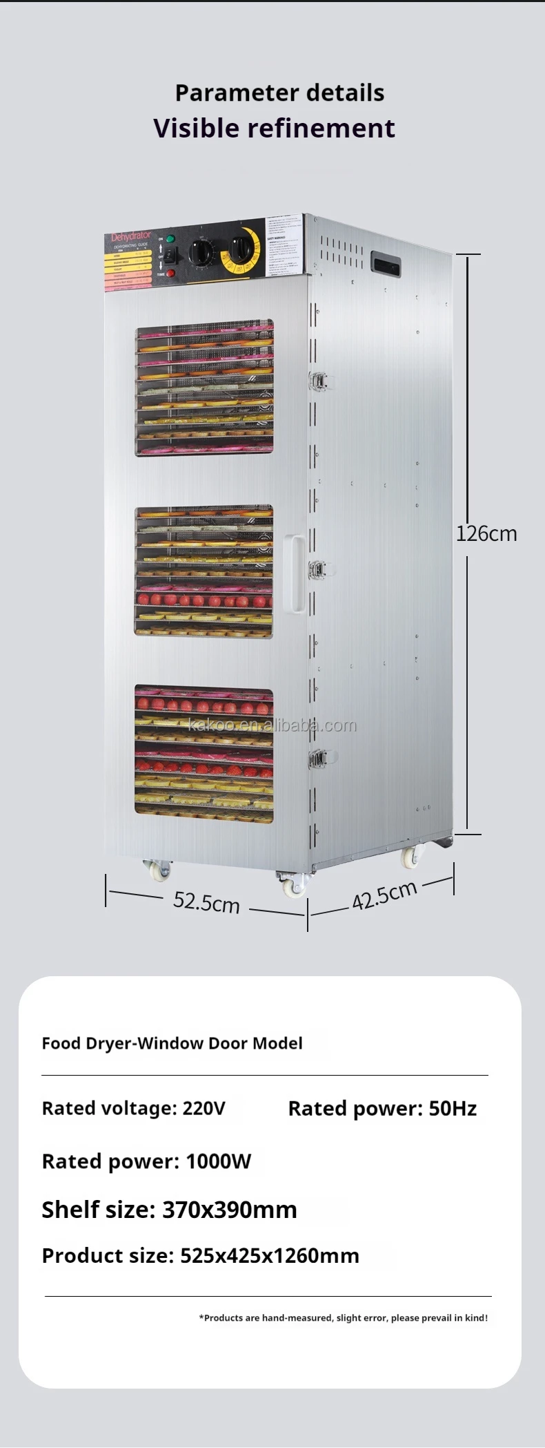 32 Layers Food Dryer two rooms dehydration Commercial Food Dehydrator Vegetables Mushroom egg tomato drying machine low power