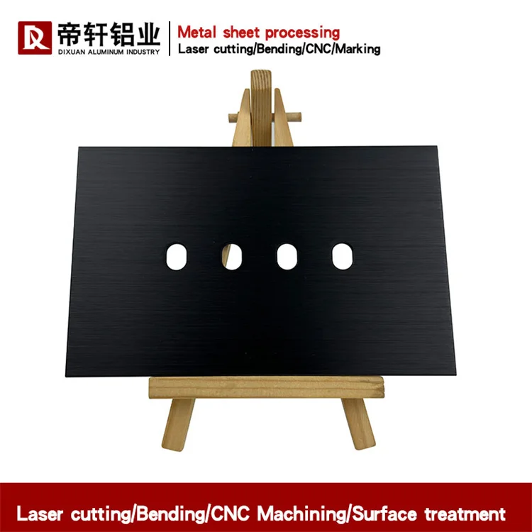 Customized Stamped Metal Plate Black Brushed Round Hole Aluminum Sheet For Switch Panel