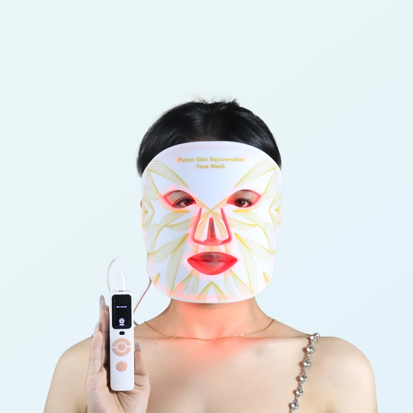 customizable Silicone mask Home use skin rejuvenation facial led light and infra red therapy facial led mask