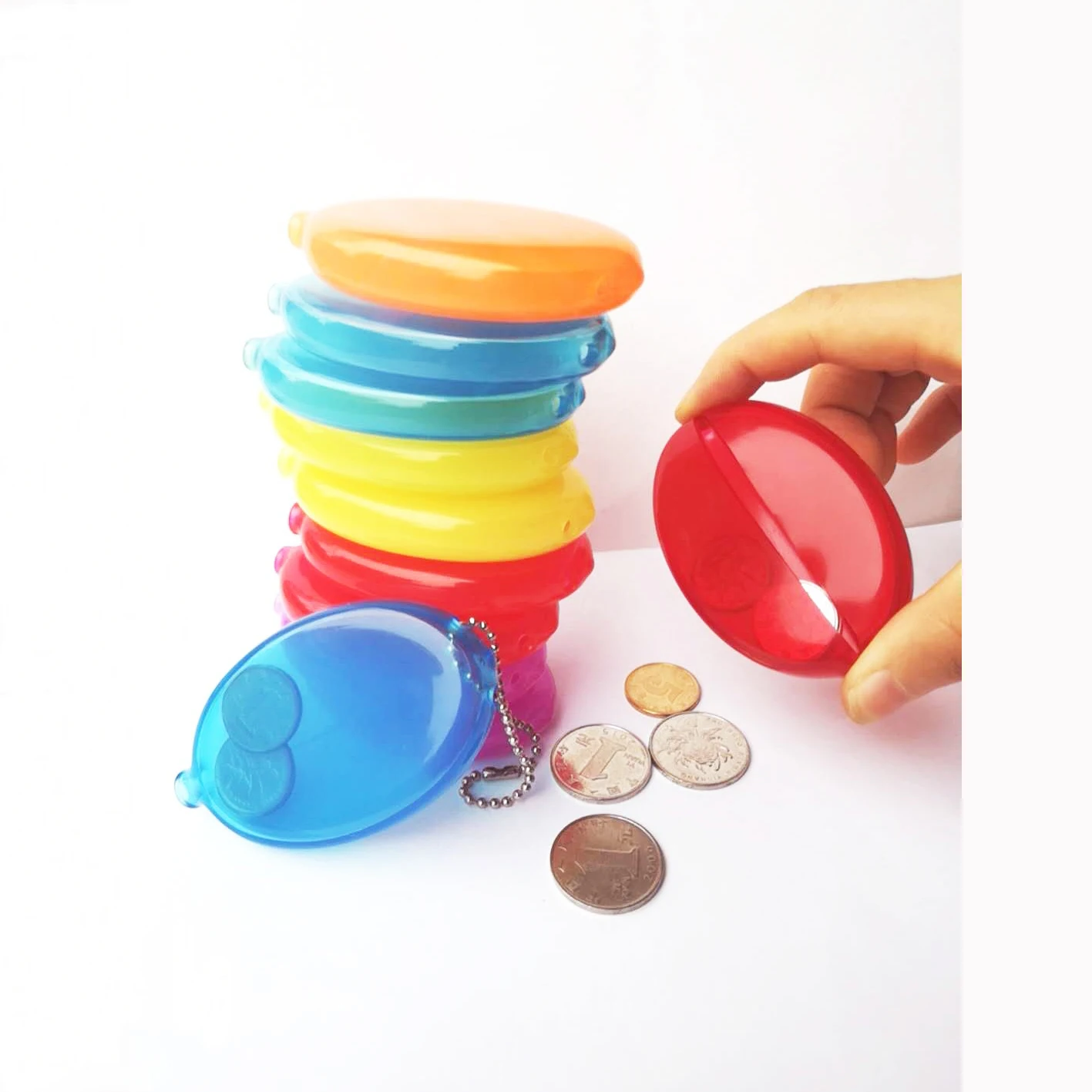  Custom logo fashion rubber squeeze coin purse holder silicone Coin case promotion change for keys and