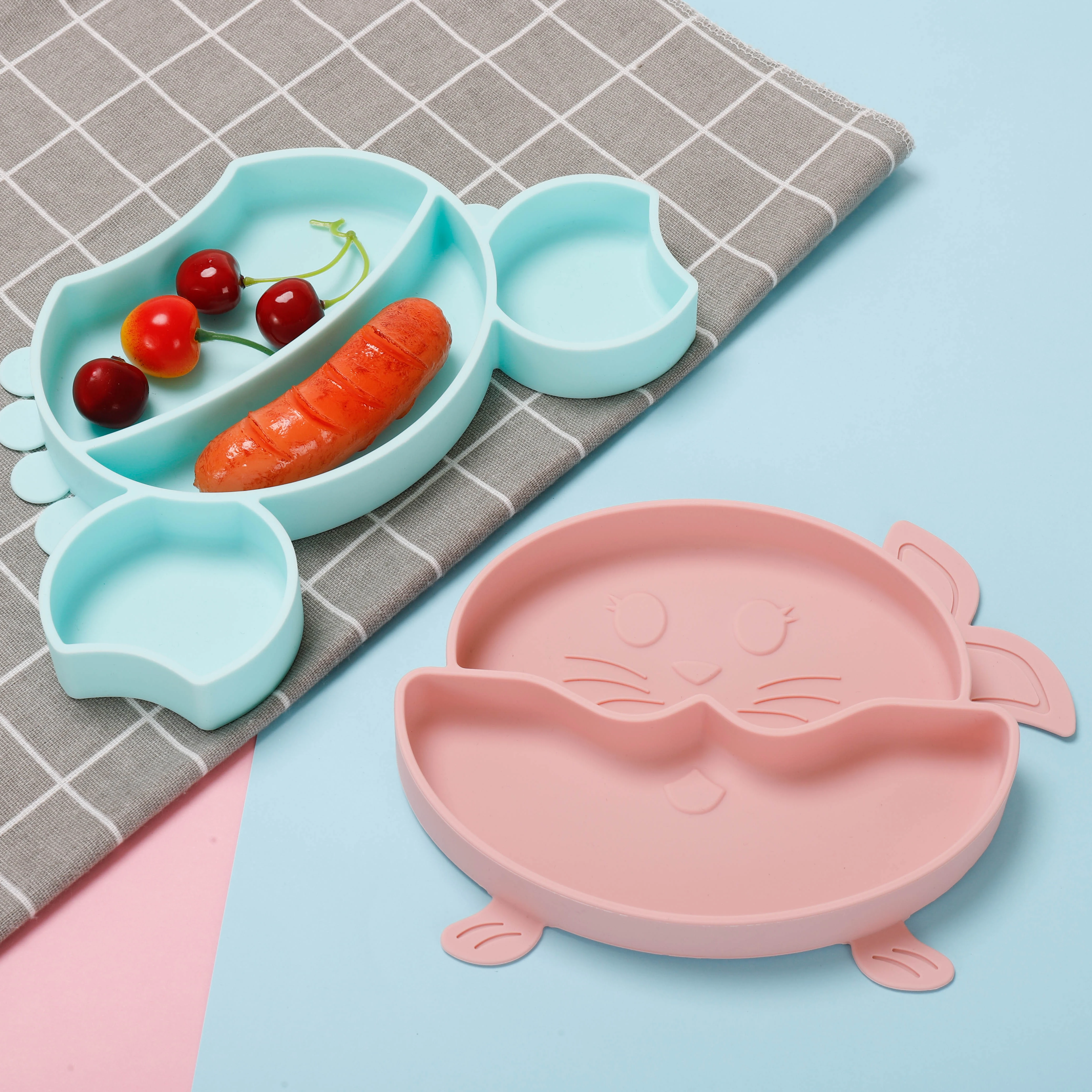 Baby Product Feeding Supplies Crab Seal Shape Silicone Baby Plate