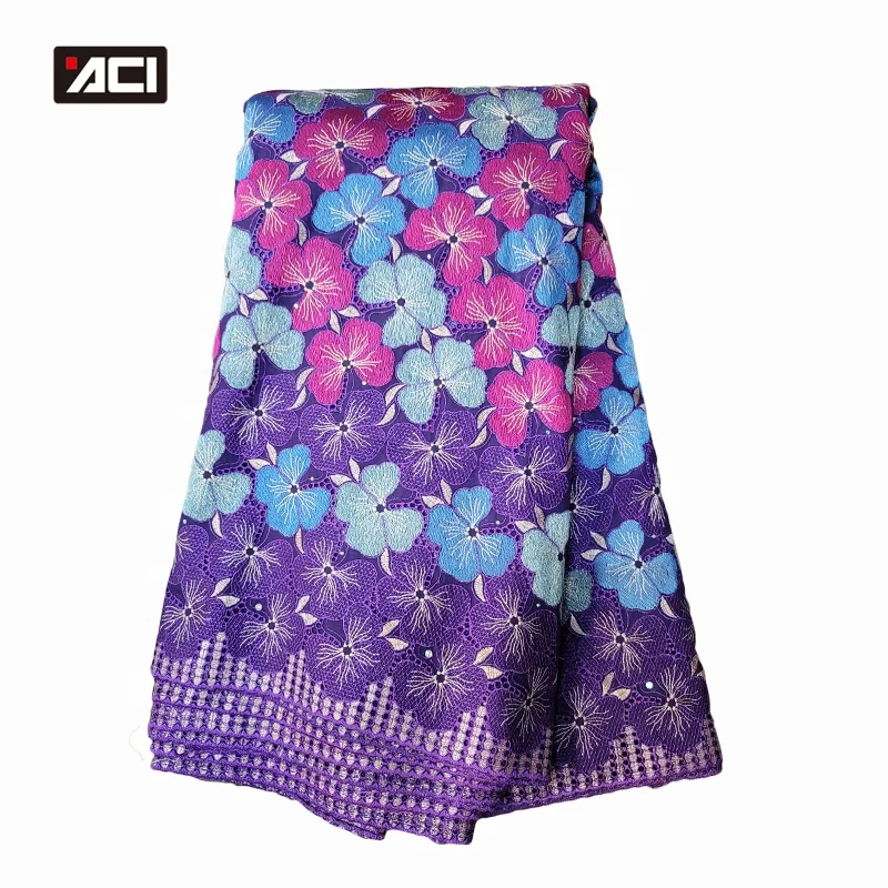 ACI Beauty Products African Loincloth Nigerian Lace Fabric 2024 Swiss Cotton Lace Fabric 5 Yards/Piece For Lady Party