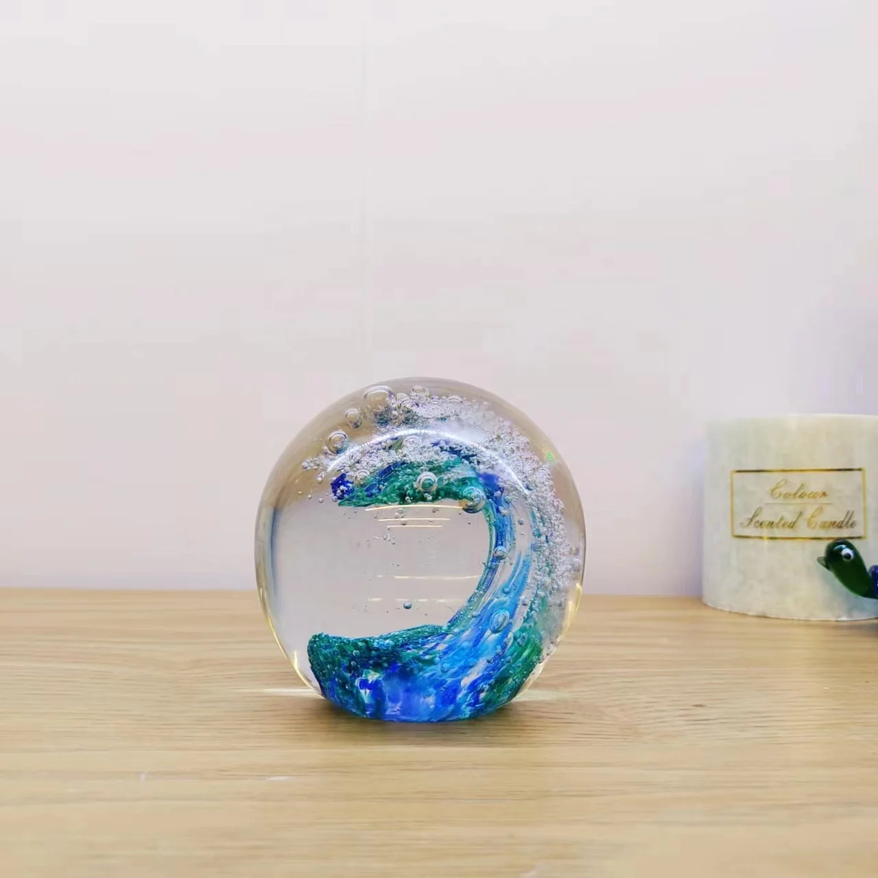 Wave Ball Paperweight Ornaments Glass Ornaments Gift Handmade Murano Glass Small Gifts Artist Series Crystal Creative Europe MJ