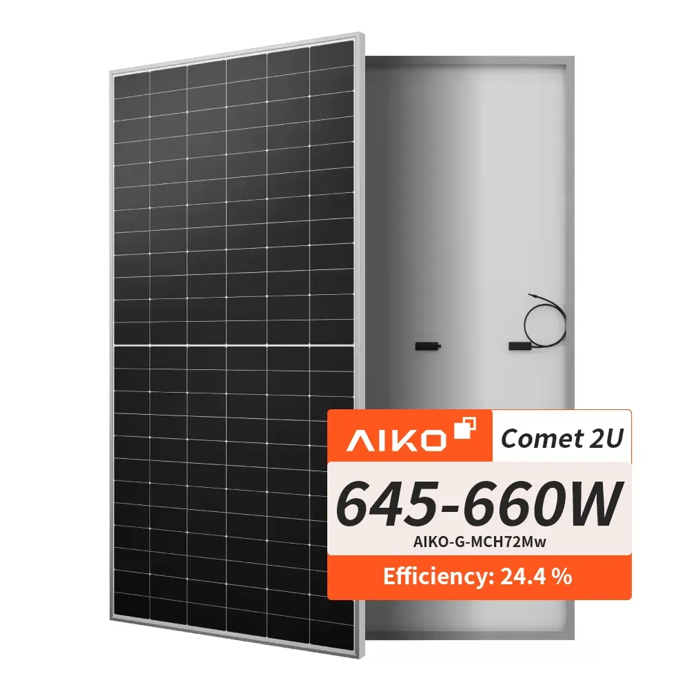 Aiko Solar Panel Half Cell ABC Dual Glass Panel Solar 650W 635W 640W 650W 655W N-Type Stellar Series Bifacial Solar Panels