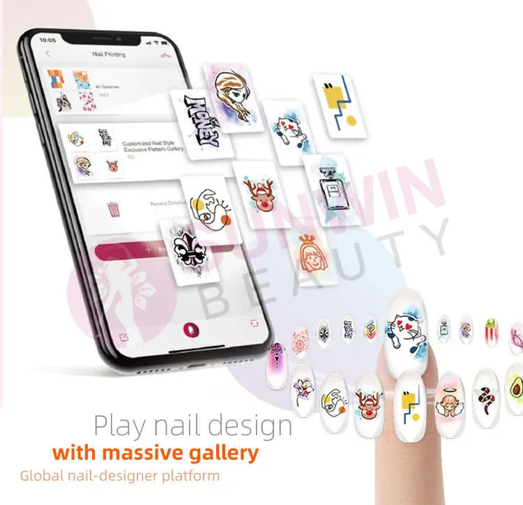 Automatic digital diy design manicure 3d drying fingernail nails art polish printing printer machine