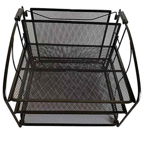 Black metal mesh File manager multilayer removable letter tray to separate files and mail from your home office desktop