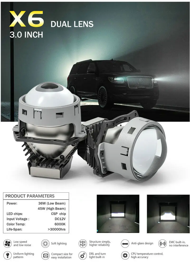 2024 High-end led projector headlamps 2.5/3.0 inch projector headlights for honda city ivtec mahindra logan