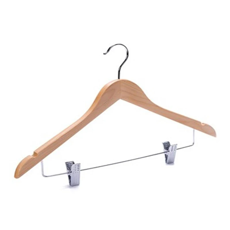 Honeyson Hotel Custom Logo Brand Set Wooden Clothes Hanger For Hotel Guest Room