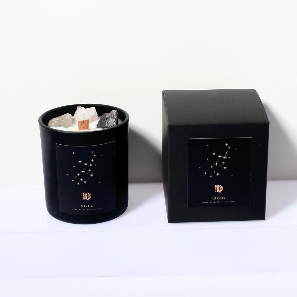Zodiac candle Scented Soy Candle Luxury Custom 12 Constellations Gift Sets Handmade Customized Logo crystal candle