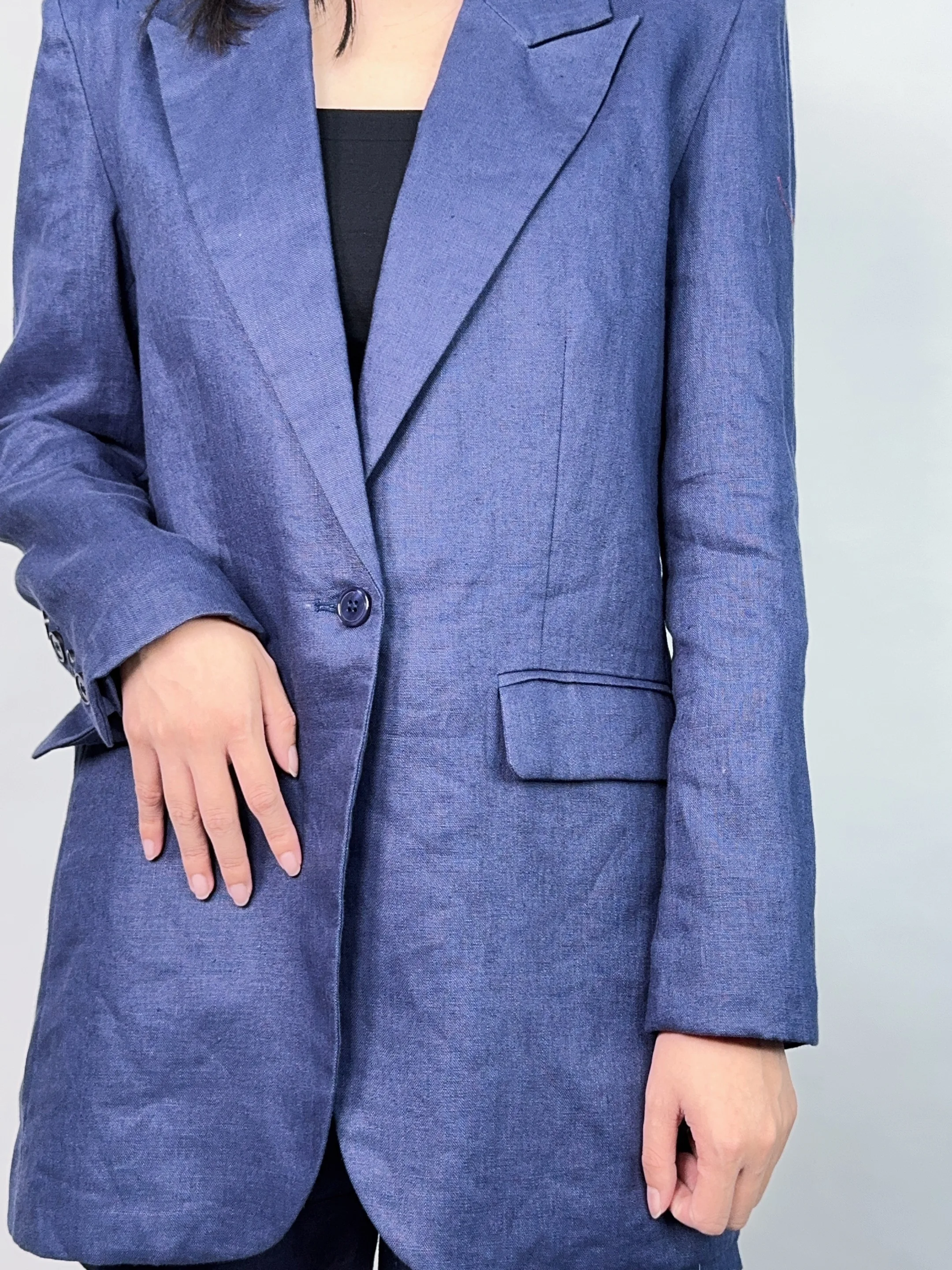 OEM High Quality Linen Blazer Comfortable Simple Casual Suit Coat with Single Button Closure for women