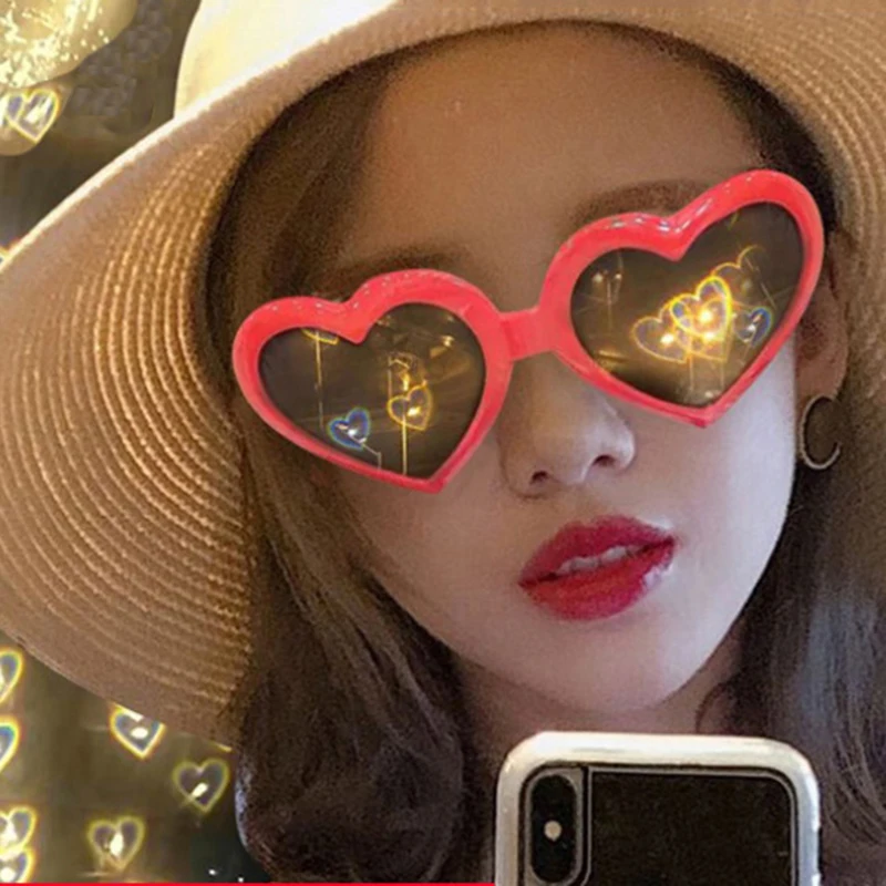 Wholesale Girls Trippy Kids Gafas Light Hearts Special Effect Magic Shape Love Sunglasses Diffraction Heart Glasses