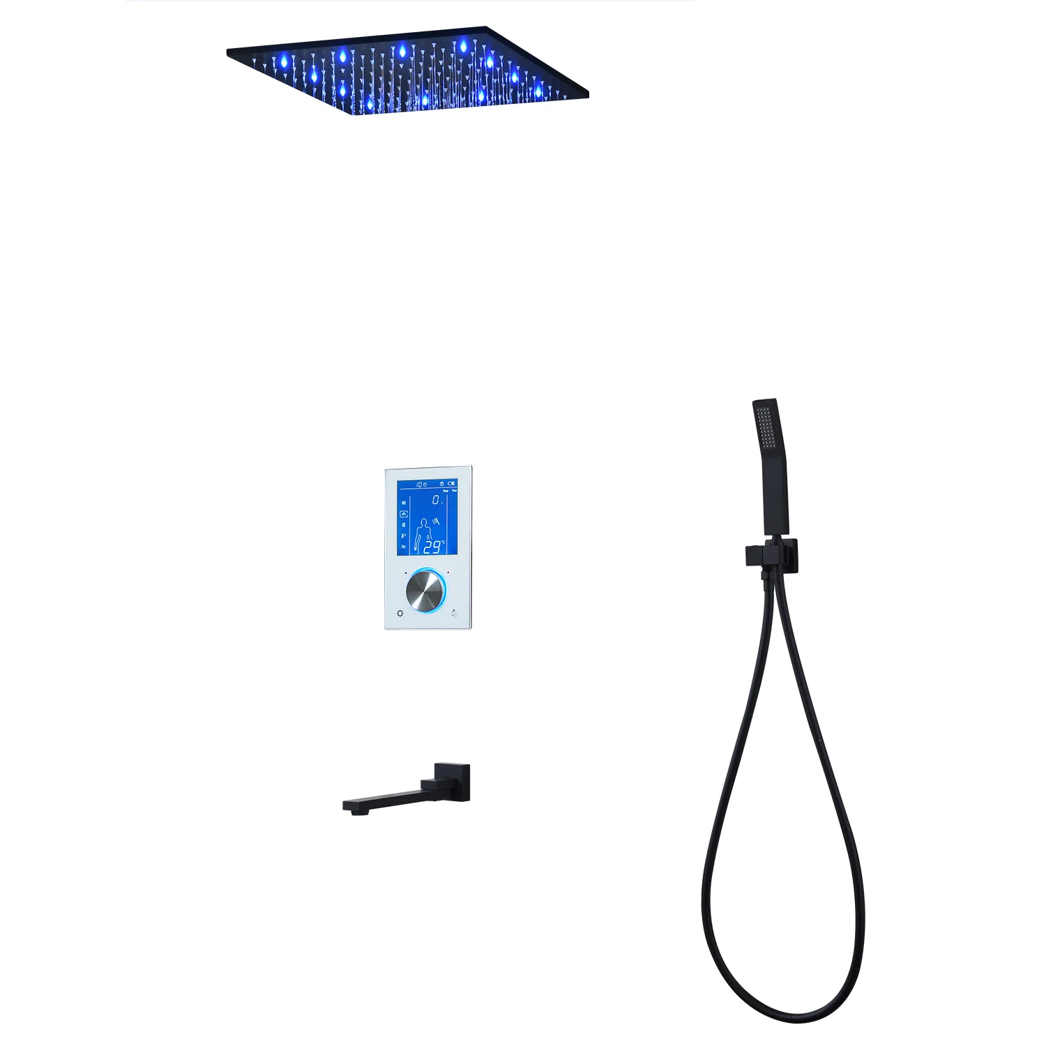 Cheap Price hot and cold brass rainfall water mixer shower head touch switch set with timer tub faucet tap system