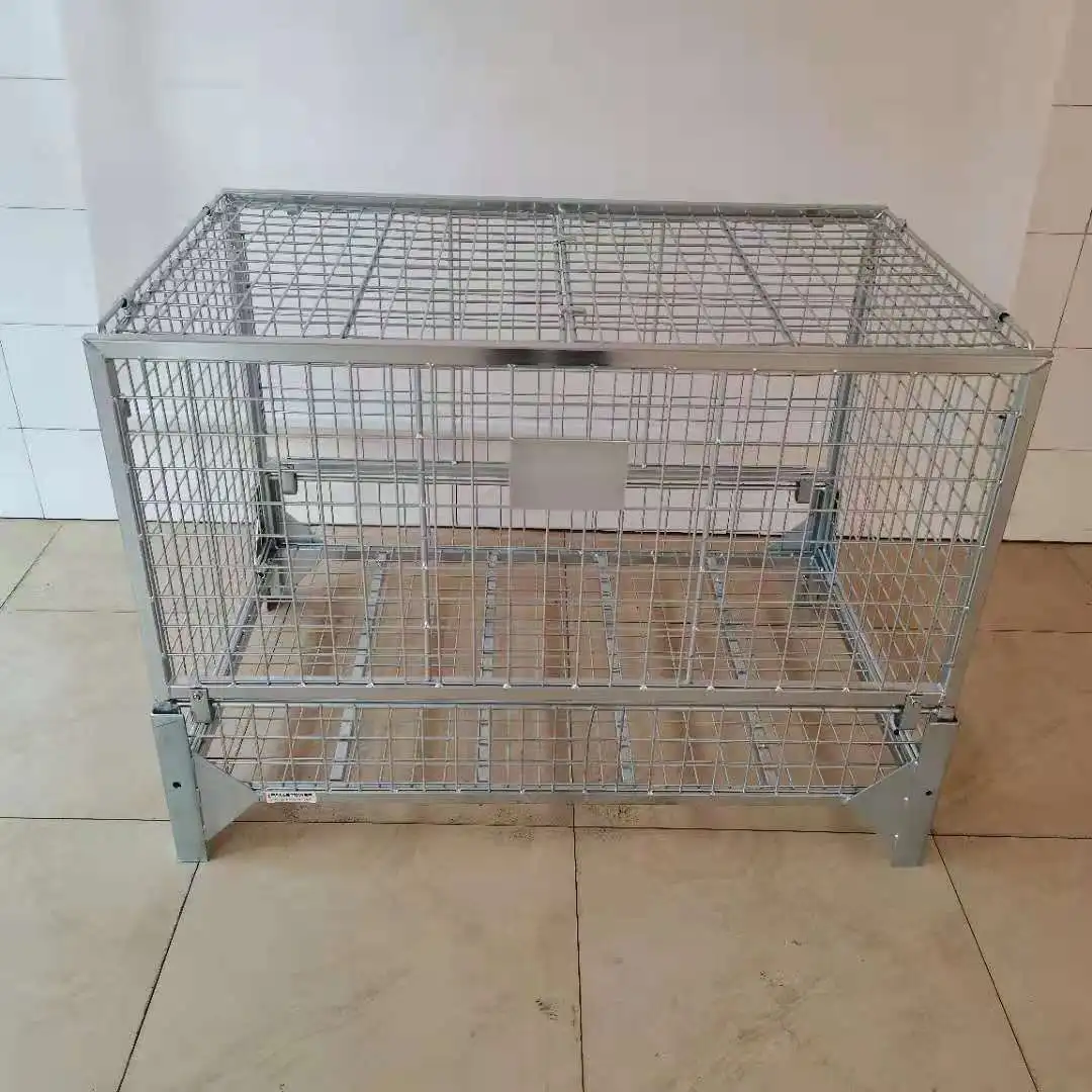 1200X756X800mm Heavy Duty Steel Wire Mesh Warehouse Roll Cages with Lid