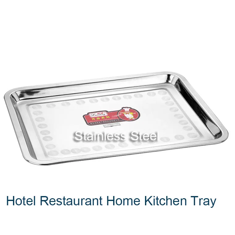 Factory supplier bulk food container serving trays stainless steel silver metal plate food serving tray