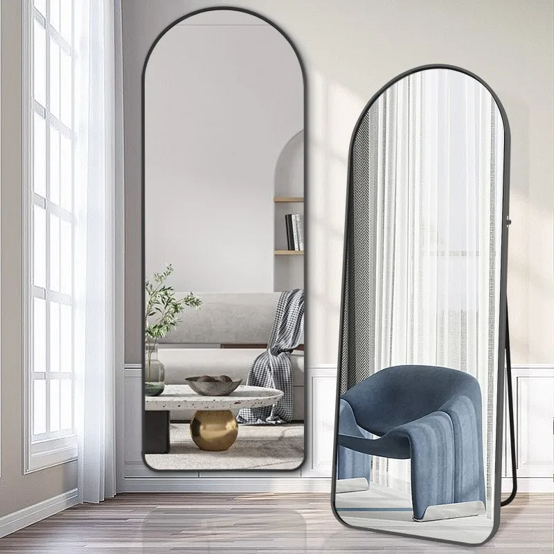 Arch Shape Large Floor Standing Mirror Aluminum Frame Full Length Floor Mirror