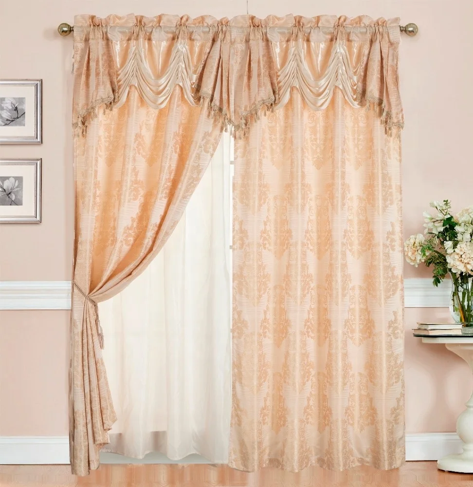 Классические геометрические двухслойные жаккардовые занавески в европейском и американском стиле для гостиной
