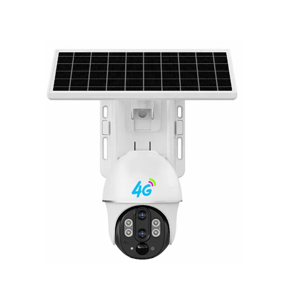 V380 Dual Lens 10x Zoom PTZ Outdoor Solar Powered Security Battery Camera 4G SIM card Solar Camera