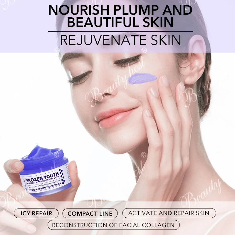 OEM ODM Wholesale Frozen Youth Blueberry Anti Aging Ice Mousse Cream Skin Care Repair Whitening Face Cream & Lotion