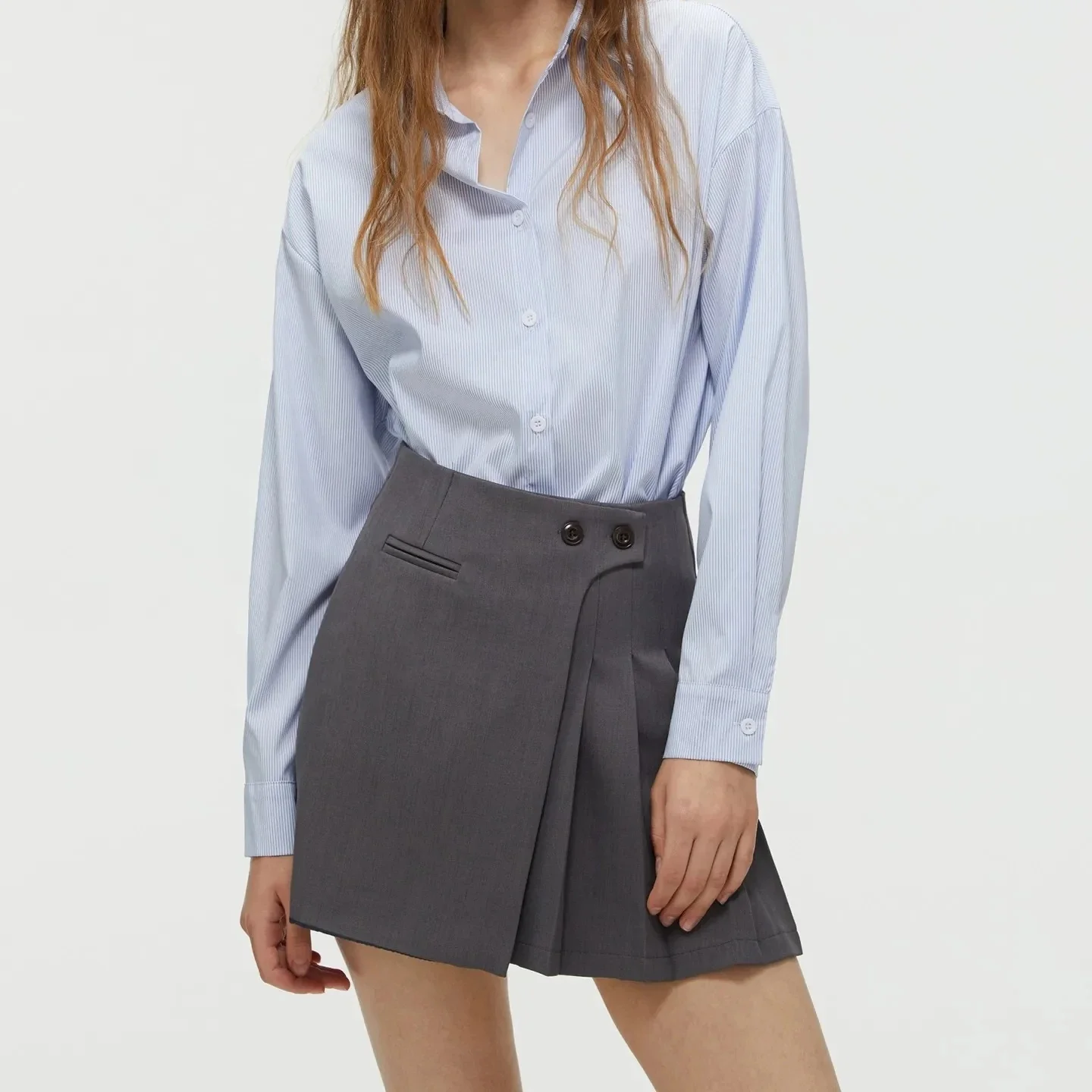 Women Custom High Waist Plain Pleated Mini A-Line Skirt