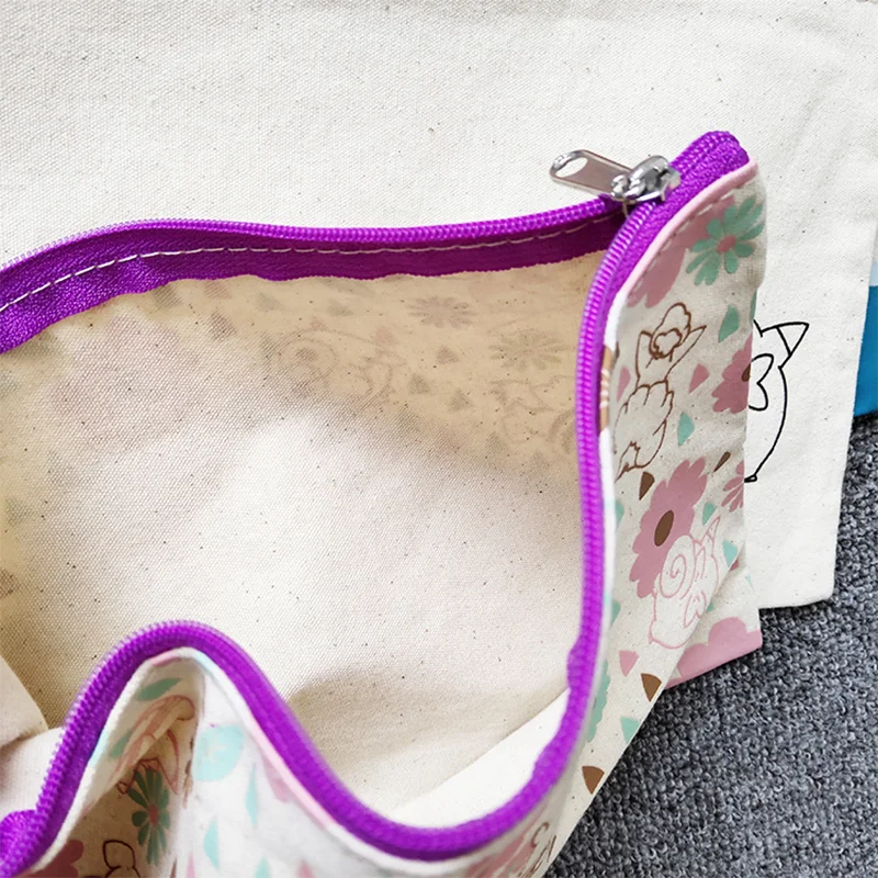 Wholesale Color Cotton Canvas Zipper Pouch With Logo Print Pencil Case