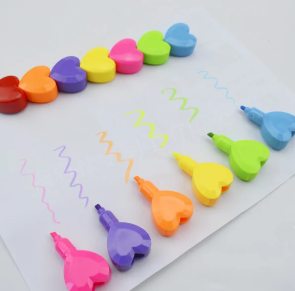 Акция разноцветный рекламный хайлайтер в форме сердца акварельный стилус для школы 5 1 восковой