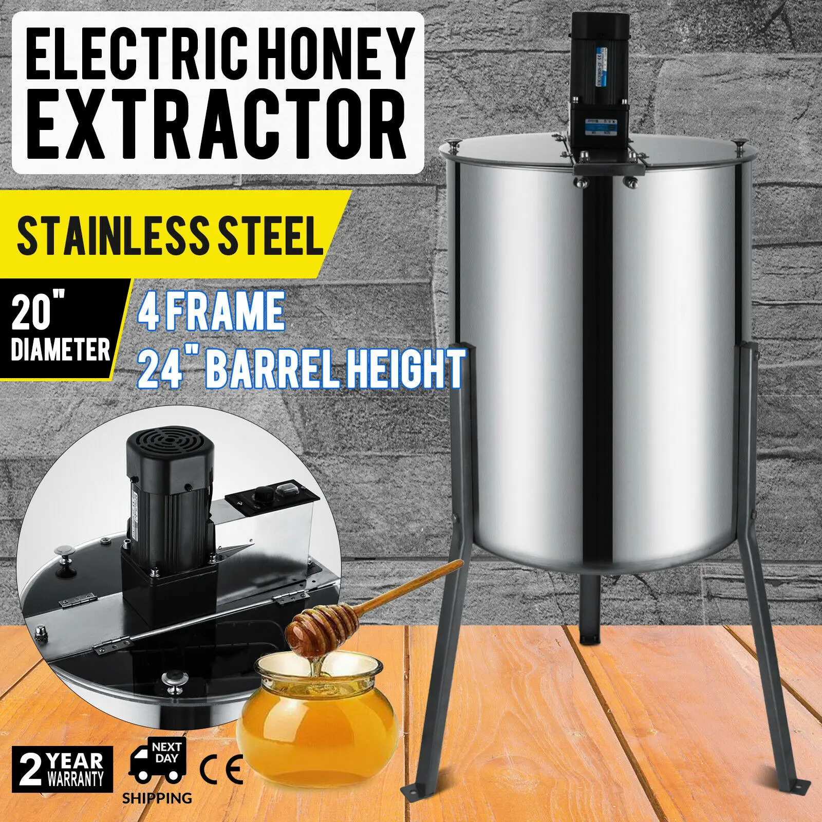 YUESHEN Hot Sell Electric Stainless Steel Honey Extractor With 4 Frames For Exporting Quality