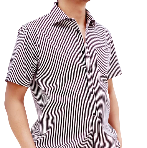 Hot Sales Popular White/Black Stripe Stand Collar Poplin Travel Shirt For Men