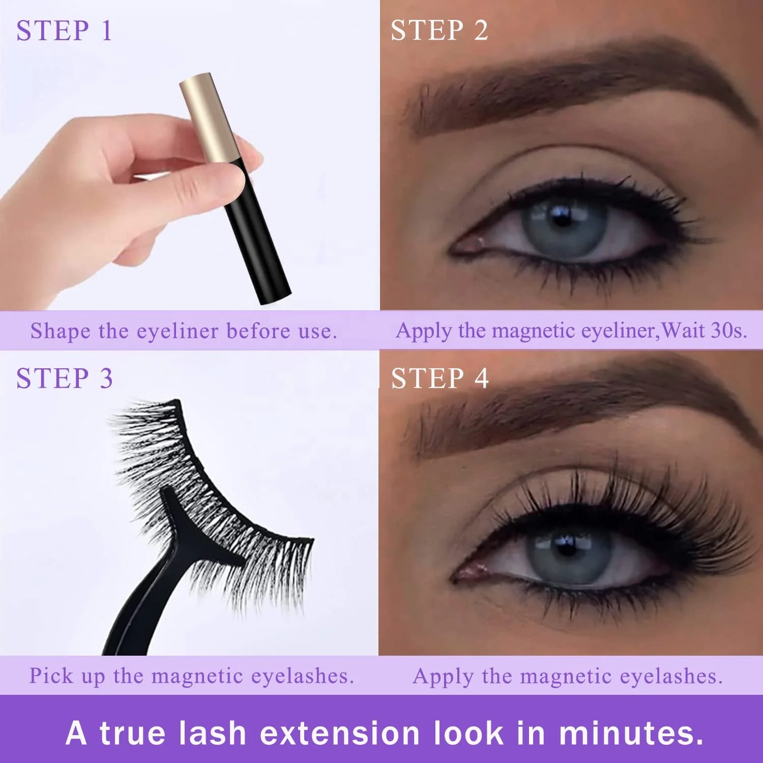 AILAISHI Wholesale 3D Magnetic False Eyelashes 5 Magnet Faux Mink Magnetic Eyelashes With Eyeliner Private Label  OEM