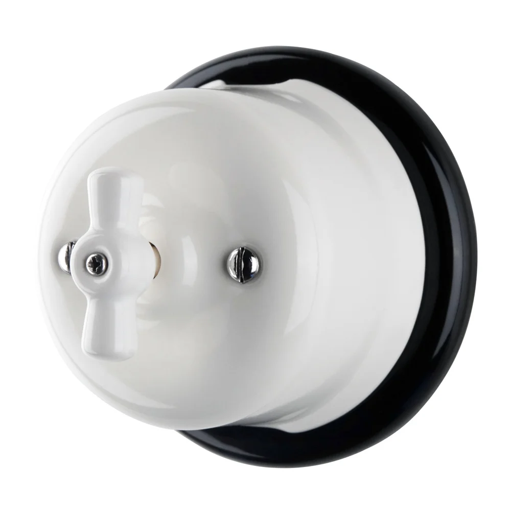 Single Two Way Porcelain Vintage Surface Mounted Rotary Light Electric Wall Switch Made in China Keruida