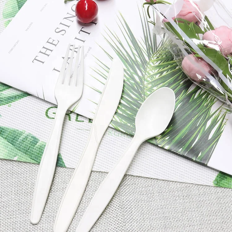 Hot Sale Stocked Cheap Price Biodegradable Disposable Cornstarch Plastic Cutlery Knife Fork Spoon