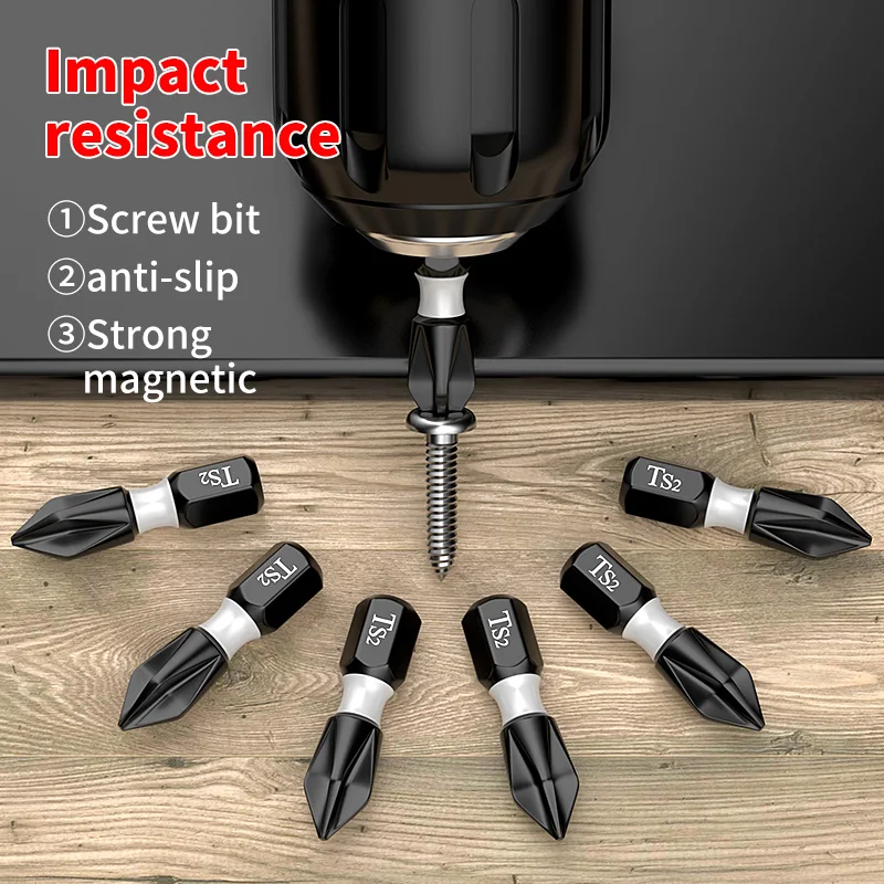 Non-slip cross strong magnetic ring electric screwdriver hexagonal set high-hardness flip-head hand drill