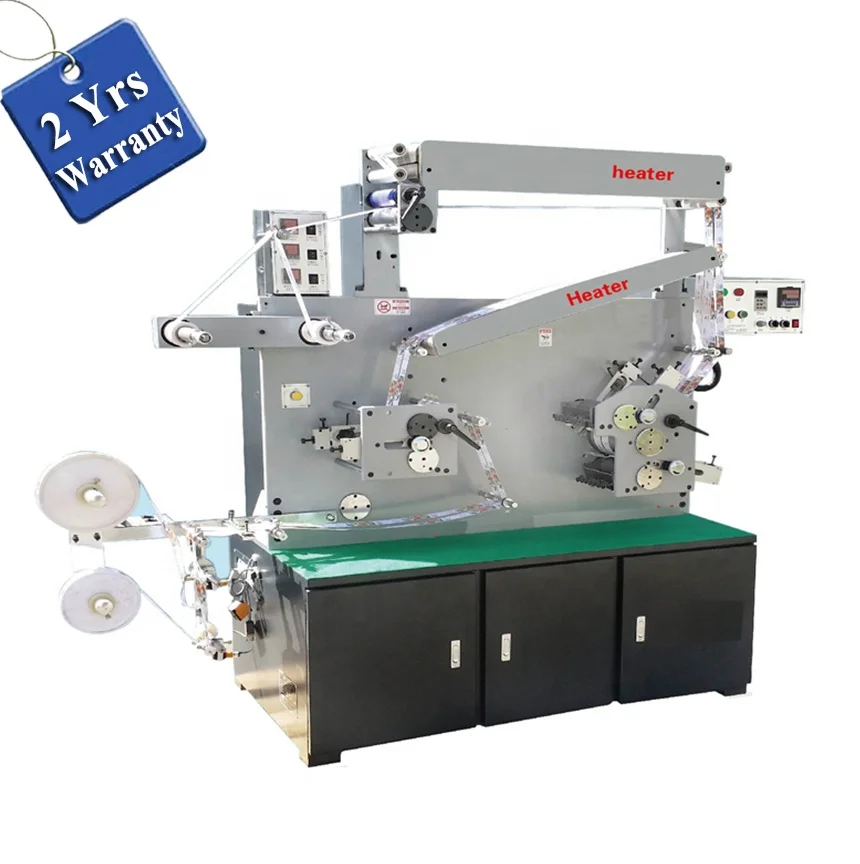 UGS21S 2 color front 1 color back Automatic Flexo Fabric Label Printer, Rotary Flexographic Printing Machine with Perfecto Ink